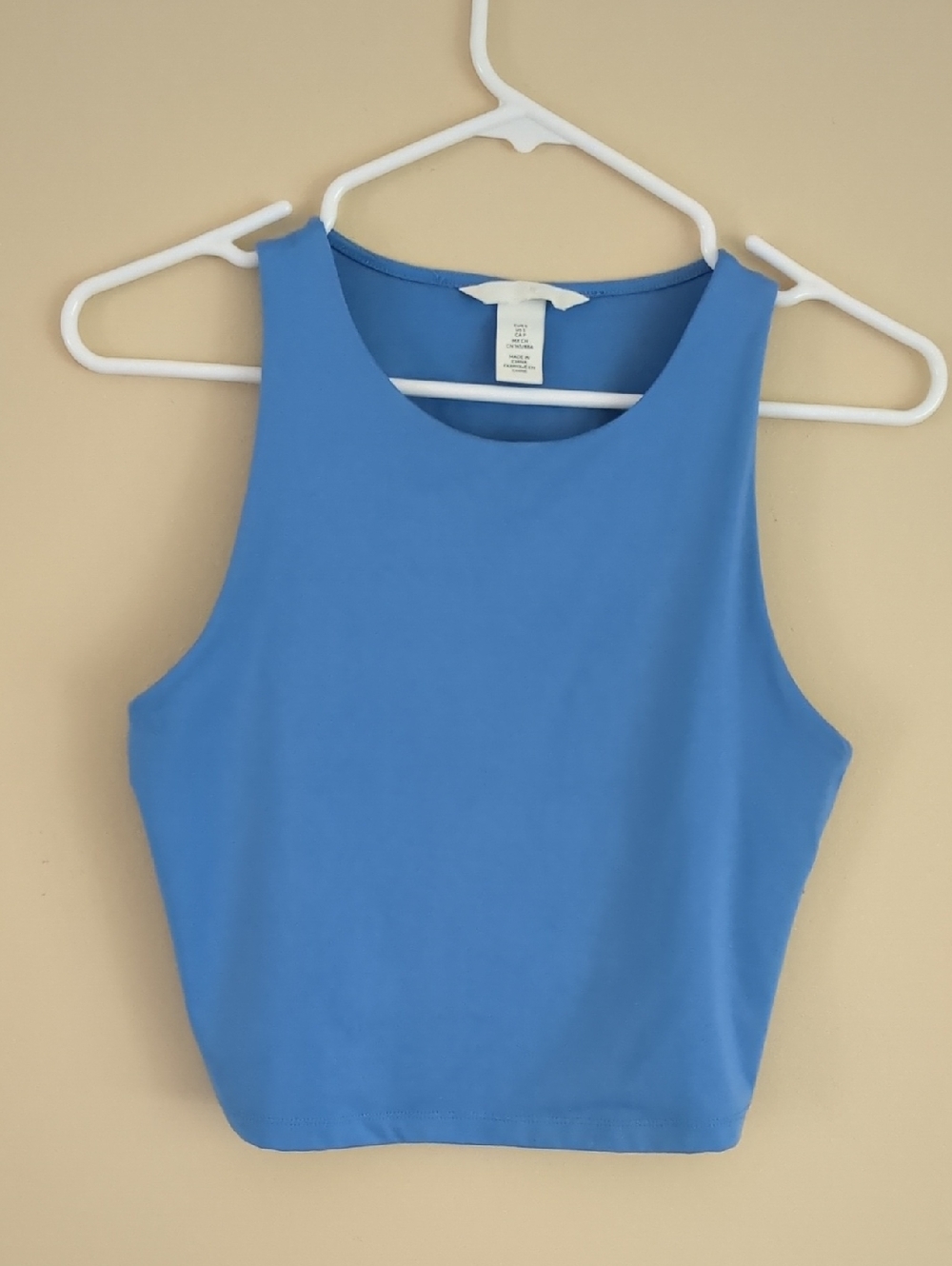 Small Blue H&M Crop Top Stretchy Solid